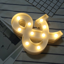 Load image into Gallery viewer, Luminous LED Letter Night Light Creative 26 English Alphabet Number Battery Lamp Romantic Wedding Party Decoration